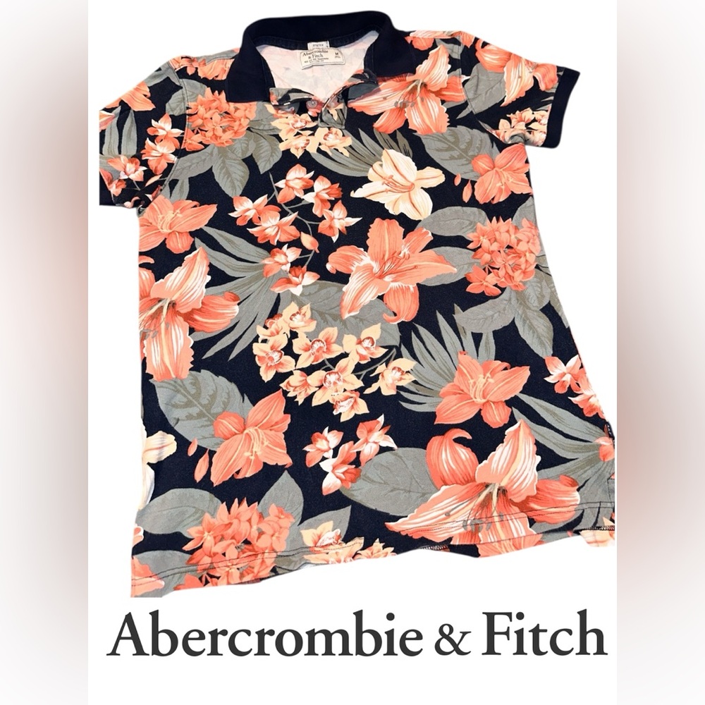 Abercrombie & Fitch Orange and Green Floral Button Down Shirt